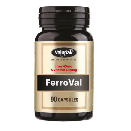FerroVal | Iron 45 mg, Vitamin C 80mg | 90 Capsules