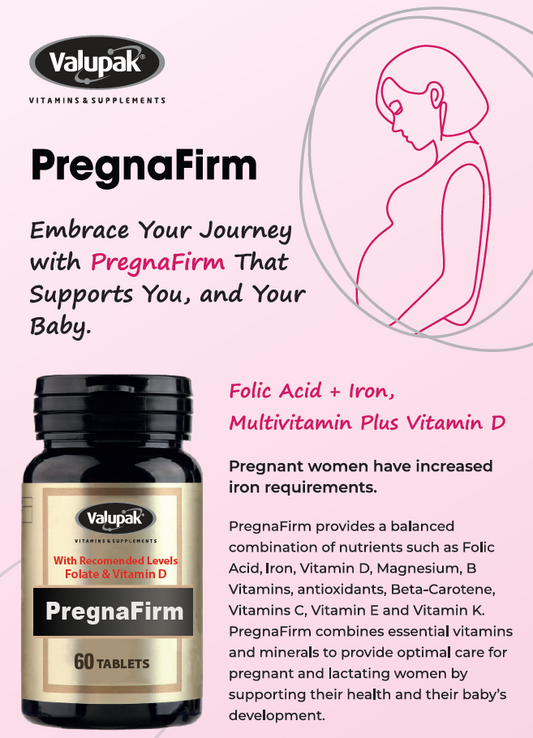 PregnaFirm | Folic Acid, Iron, Vitamin D, Vitamin C, B, Zinc, Magnesium | 30 Tablets