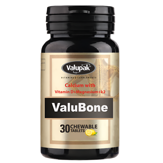 ValuBone l Vitamin D, K2, Calcium, Magnesium | 30 or 90 Chewable Tablets