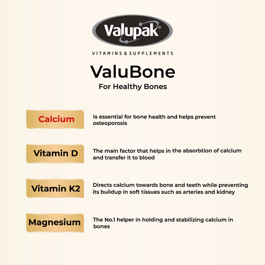 ValuBone l Vitamin D, K2, Calcium, Magnesium | 30 or 90 Chewable Tablets
