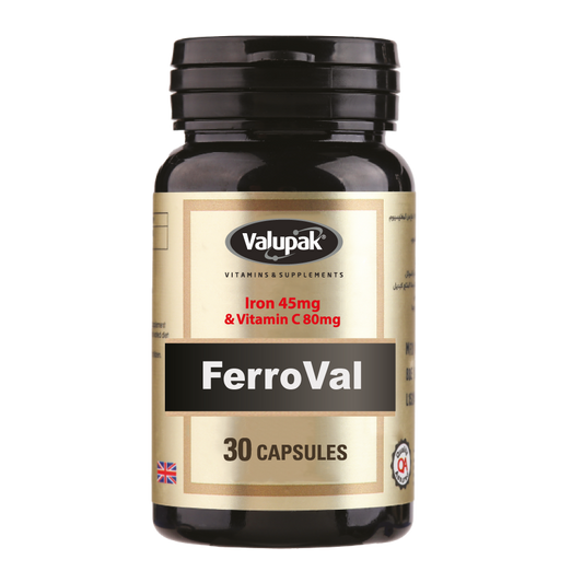 FerroVal | Iron 45 mg, Vitamin C 80mg | 30 Capsules