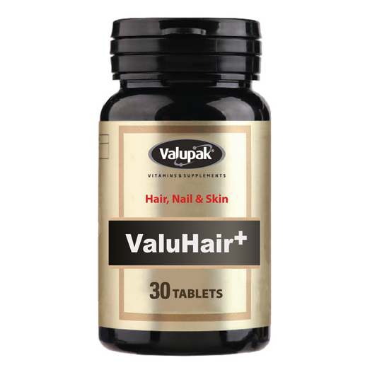 ValuHair | Hair, Nail, Skin with Biotin, Iron, Vitamin C, E, Magnesium | 30 Tablets