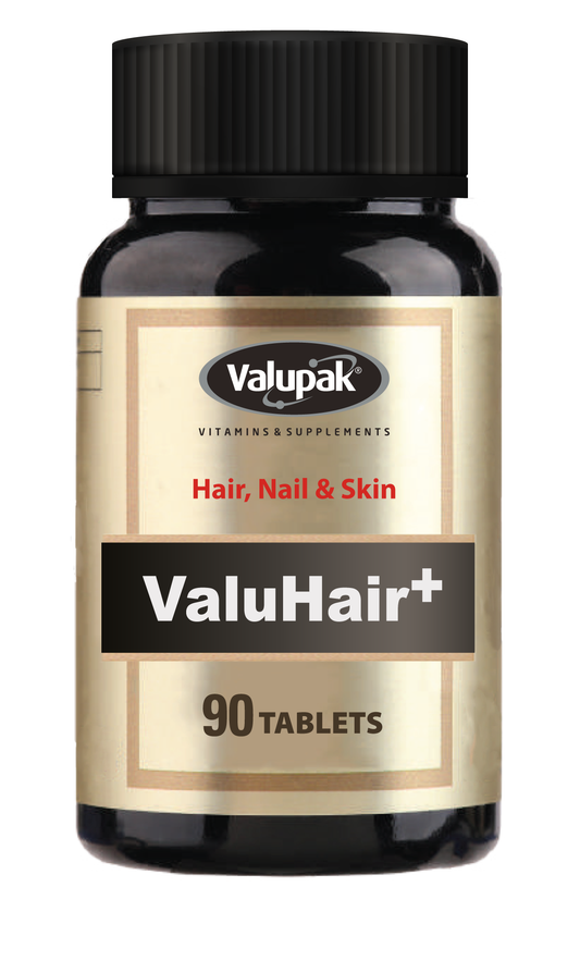 ValuHair | Hair, Nail, Skin with Biotin, Iron, Vitamin C, E, Magnesium | 90 Tablets